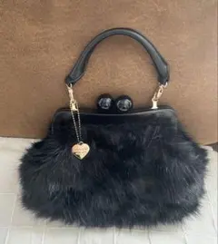 VIVAYOU ファー がま口ハンドバッグ 黒　結婚式　お呼ばれ　パーティー