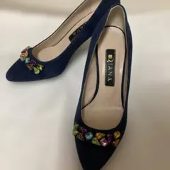 Diana ネイビー スエード ポインテッドトゥパンプス