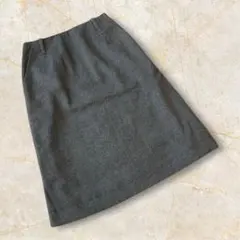 ひざ丈スカート　グレー　厚手　裏地有り　秋冬　フリーサイズ