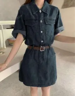 2点セット デニムシャツワンピース Lサイズ＆スポーツサンダル 24.5cm