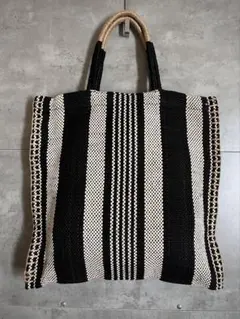 ラビアンジェ　 ジュートトートバッグ ストライプ柄