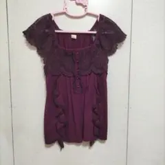 axes femme 　かわいい♡パープル ひらひら　ノースリーブ