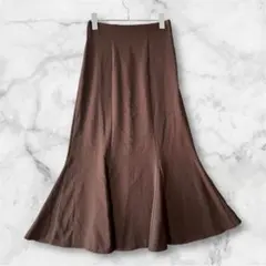 W closet /ブラウン マーメイドライン ロングスカート ウエストゴム入り