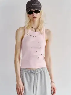 JOSEMOON EYELET TANK TOP ピンク　未使用 JOSEMOON EYELET TANK TOP ピンク 未使用 - メルカリ