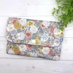 マルチケース♡ボタニカル柄　花　お薬手帳　通帳