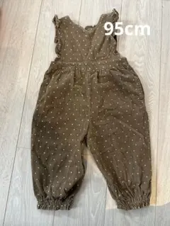 ブラウン ドット柄 コーデュロイオーバーオール
