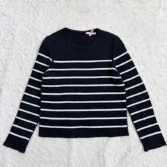 美品 FOXEY フォクシー　シルク混　スパンコール　ボーダーニット　38のサムネイル