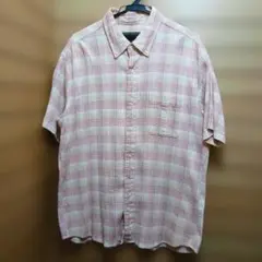 Eddie Bauer 半袖シャツ L ピンク系チェック エディバウアー