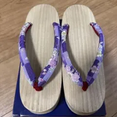 女性用 下駄 桐下駄 花柄鼻緒