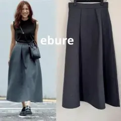 ebure フレアスカート グレー ウール TAKA-Q｜ストレッチウォッシャブル ウール調 フレアースカート