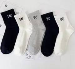 ガールズ　ショート　リボン　ソックス　5足組　22〜24センチ