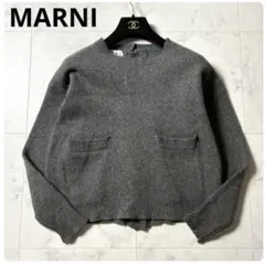 美品　ＭＡＲＮＩ グレー 長袖薄手カーディガン カシミヤ　サイズ40 グレー ウール製カーディガン バイカラープラケット付き | Marni
