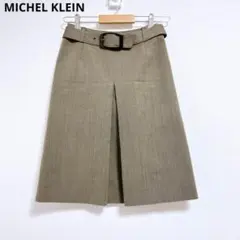 【ミッシェルクラン】 ひざ丈スカート　タイトスカート　ベルト付き　茶のサムネイル