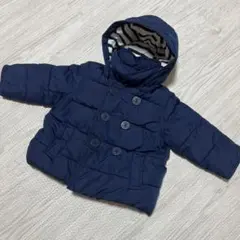 ベビーギャップ　ダウン　ネイビー　アウター　ボーダー　フード　80