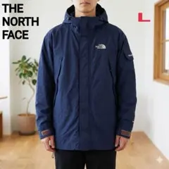 ノースフェイス　マウンテンパーカー　刺繍　ネイビー　L　ナイロンパーカー