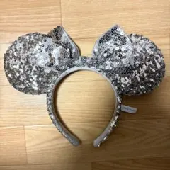 ディズニー カチューシャ ミニー マウス スパンコール リボン シルバー