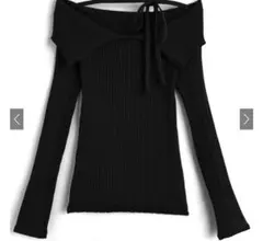 GRL ビッグカラーオフショルダーリボンニットトップス[ks150]