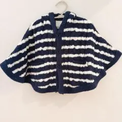 gerato piqueベビーポンチョ ネイビーとホワイト 70-80