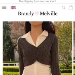 Brandy Melville ケーブルニット カーディガン グレーのサムネイル