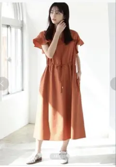 beams オレンジ色 半袖ワンピース