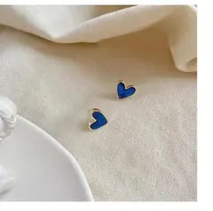 N0021 大人気 青ハート シルバー925針 アレルギー対応 ピアス