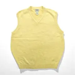 L.L.Bean 90年代 Vネック ニット ベスト L イエロー コットン