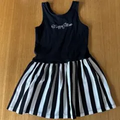 mezzo pianoノースリーブ 黒白ストライプワンピース130