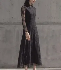 42サイズ kaene オールレースメロウワンピース レース ドレス 花柄 黒