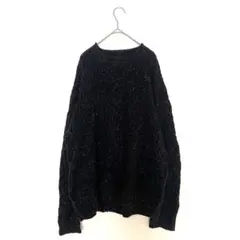 ニコアンド ニット 長袖 クルーネック ローゲージ セーター 黒 ネップ 3