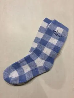 ジェラピケ　エアリーモコギンガムチェック柄ソックス　ブルー