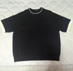 【美品】GU ｔシャツバイカラー 半袖 ニット ブラックのサムネイル