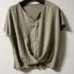 フレンチ袖カットソー(前見頃異素材使い)