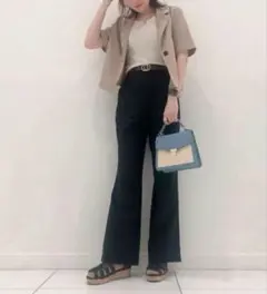 GU ハーフスリーブクロップドジャケット M ベージュ 半袖