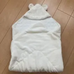 miki house くま耳 ホワイト フリース おくるみ