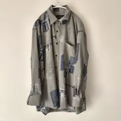 総柄シャツ　雰囲気抜群　グリーン