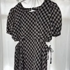index カットアウトギンガムチェックワンピース M