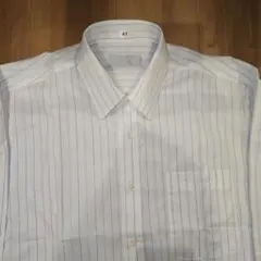 新品 長袖 ワイシャツ ドレスシャツ ブルーストライプ L