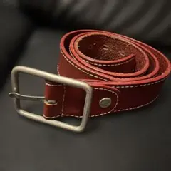LACOSTE メンズ レザーベルト レッド