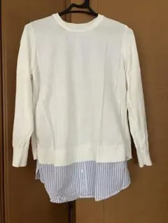 ホワイト レイヤード ニット トップス