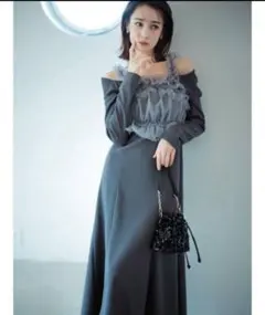 dazzlin チュールギャザービスチェカットワンピース
