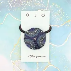 くるみボタン刺繍ヘアゴム　 No.014