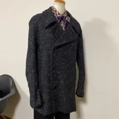 ビンテージ　ファラオ　ギャングコート　ツイード　ドンキーコート　千鳥格子　OLD モノトーン千鳥格子柄☆レトロコート -