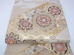 ♦︎きもの結♦︎【紹巴】六通柄袋帯　優雅菱取華文　金糸　正絹♦︎sb151