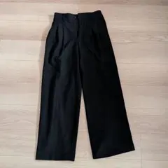 GU ブラック ワイドパンツ 裏起毛