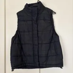 ショコラフィネローブ キルティング ダウンベスト チェック リバーシブル