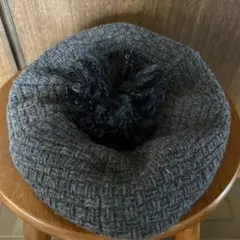 お値下げ　グレー　ベレー帽　フサ付き