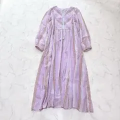 【極美品】完売品 ヌキテパ コットンボイル ストライプ ギャザー ドレス M