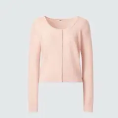 UNIQLO レースラウンドネックショートカーディガン ピンク Mサイズ