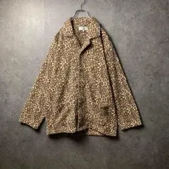 vintage ジャケット　豹柄　総柄　ダブルポケット　オープンカラー