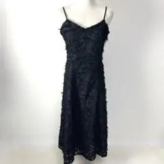 SHEIN DAZY カットジャガード キャミワンピース ブラック フリンジ M